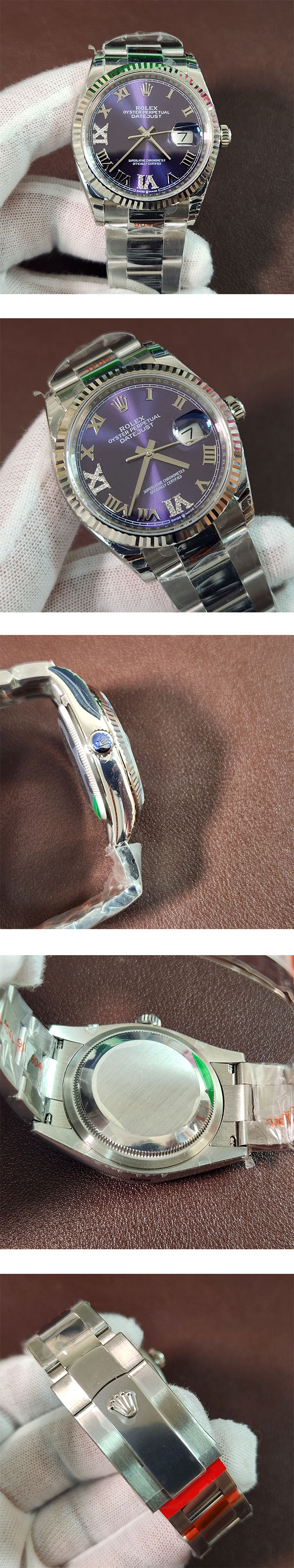 ブランドスーパーコピーロレックス126234 デイトジャスト 36mm オーベルジーヌ VI IXダイヤ